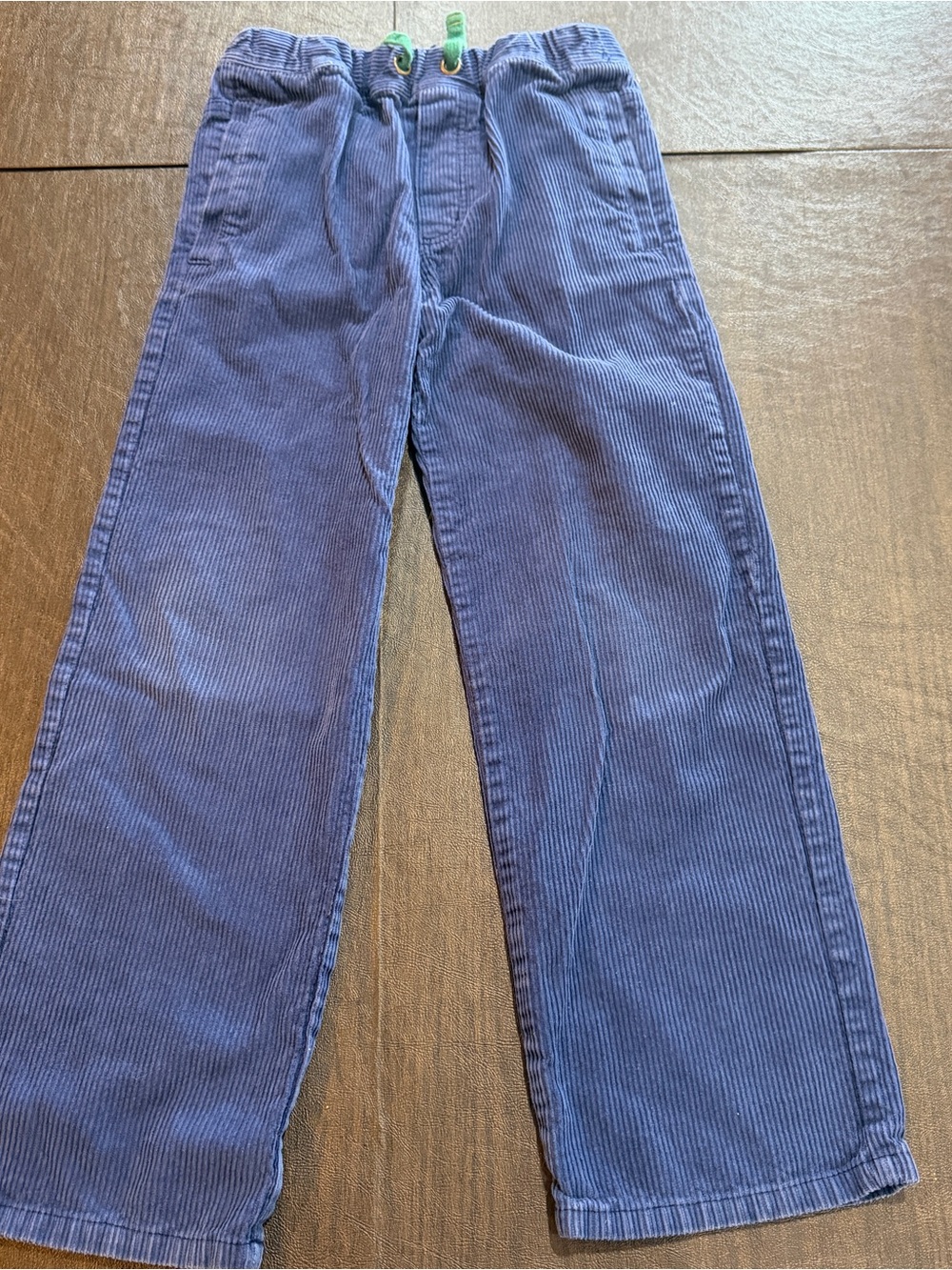 Mini Boden Kids Navy Corduroy Pull-On Pants with Green Drawstring Accents Sz 9Y